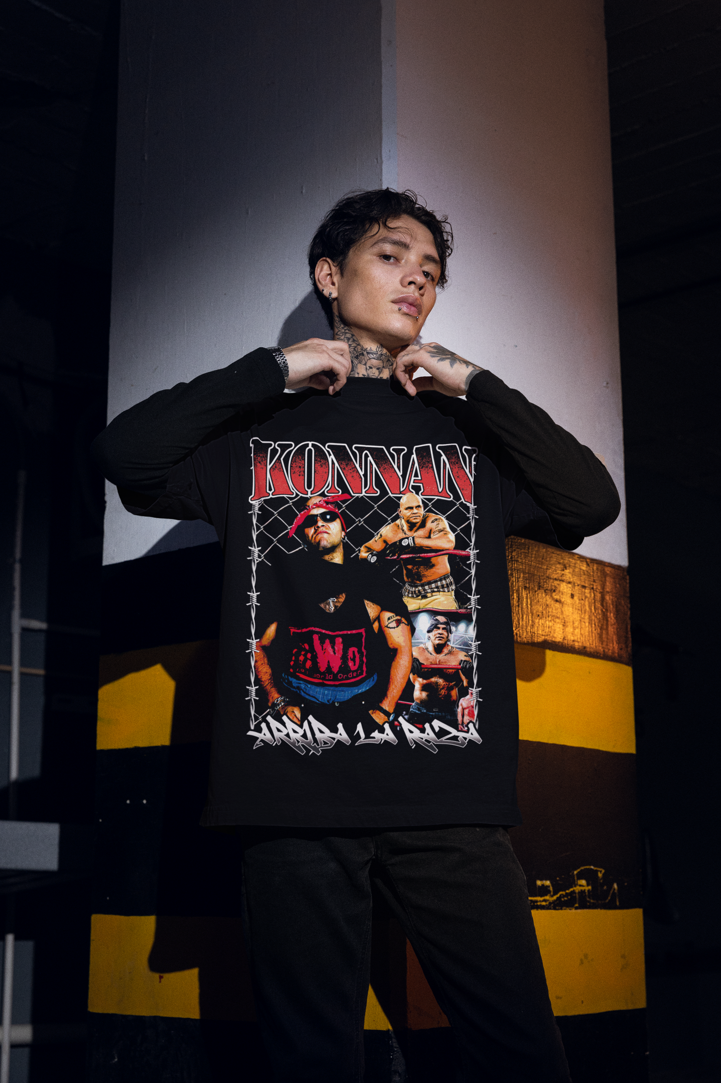 Playera Konnan Luchador Arriba la Raza Vintage Retro