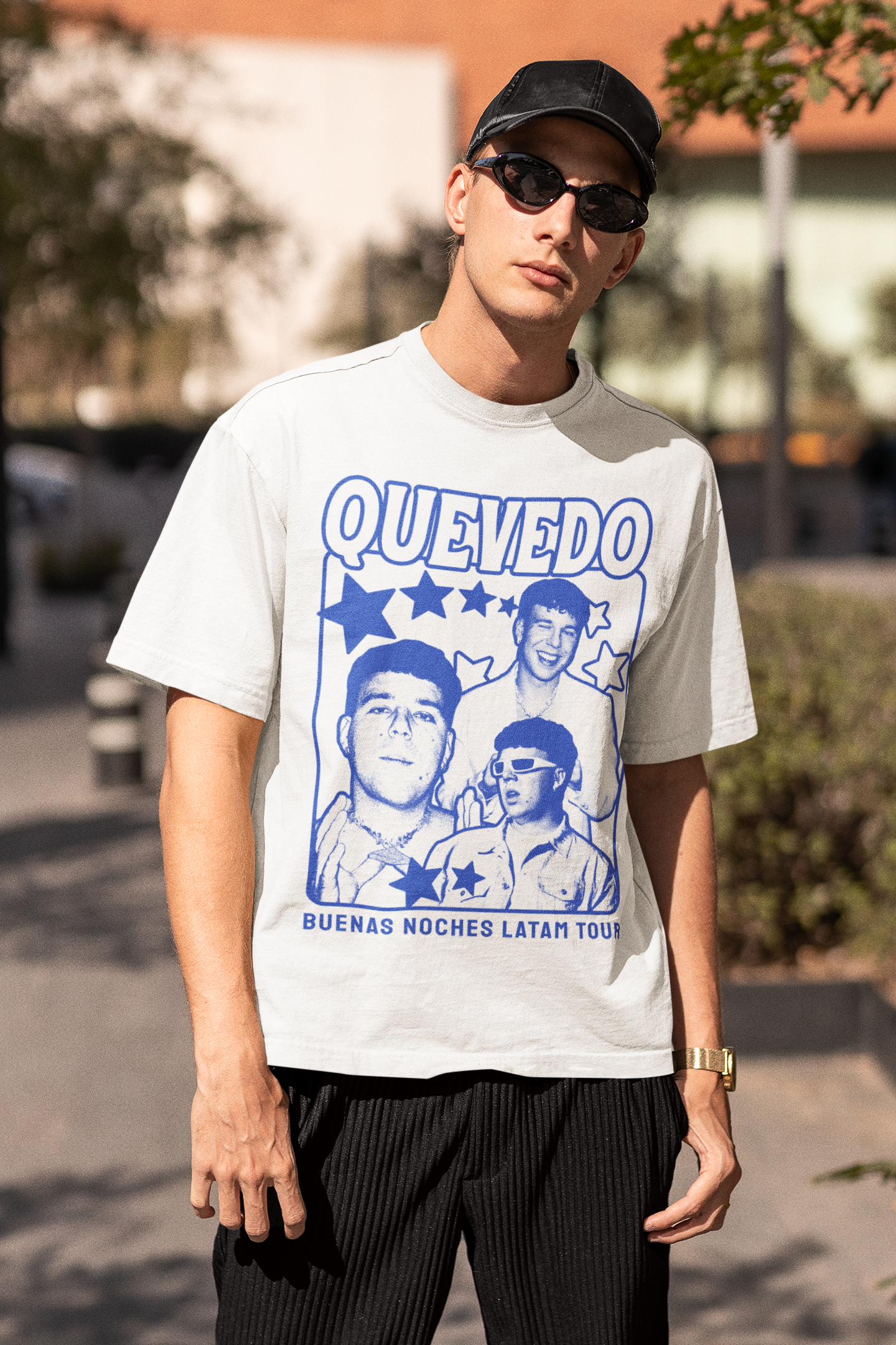 Playera Quevedo Buenas Noches Latam Tour Azul