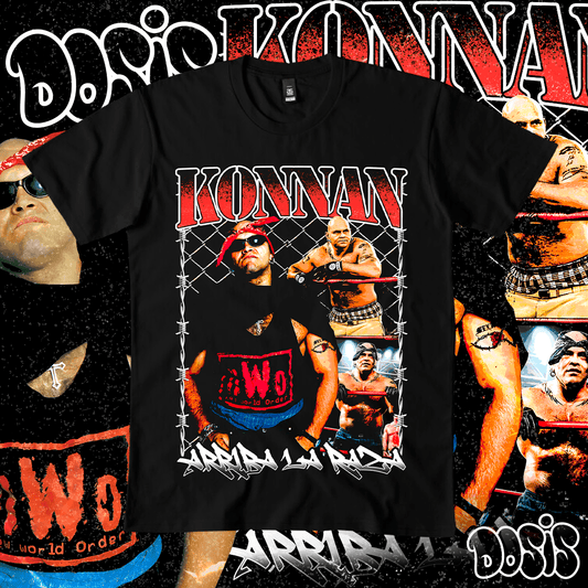 Playera Konnan Luchador Arriba la Raza Vintage Retro
