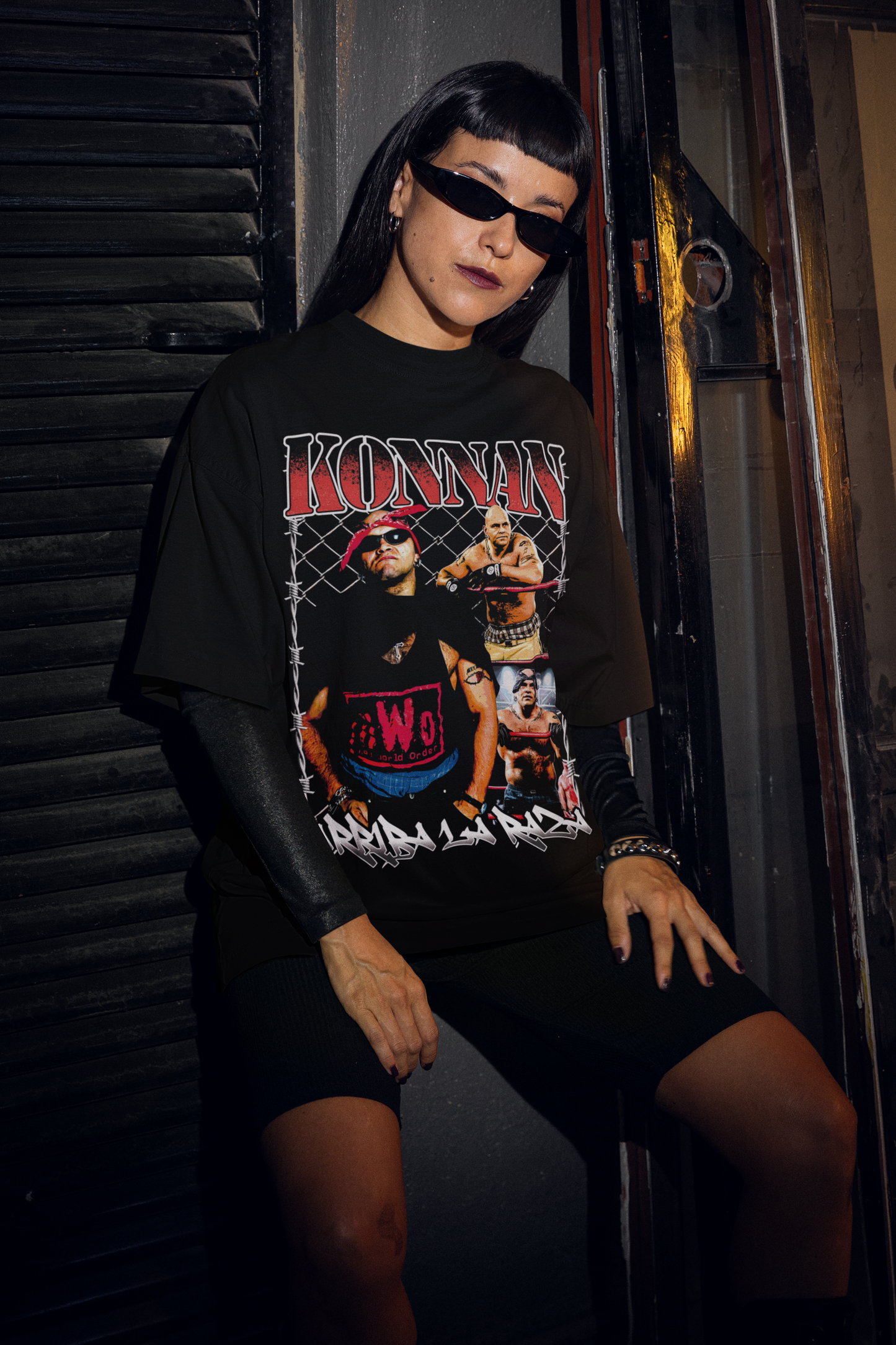 Playera Konnan Luchador Arriba la Raza Vintage Retro